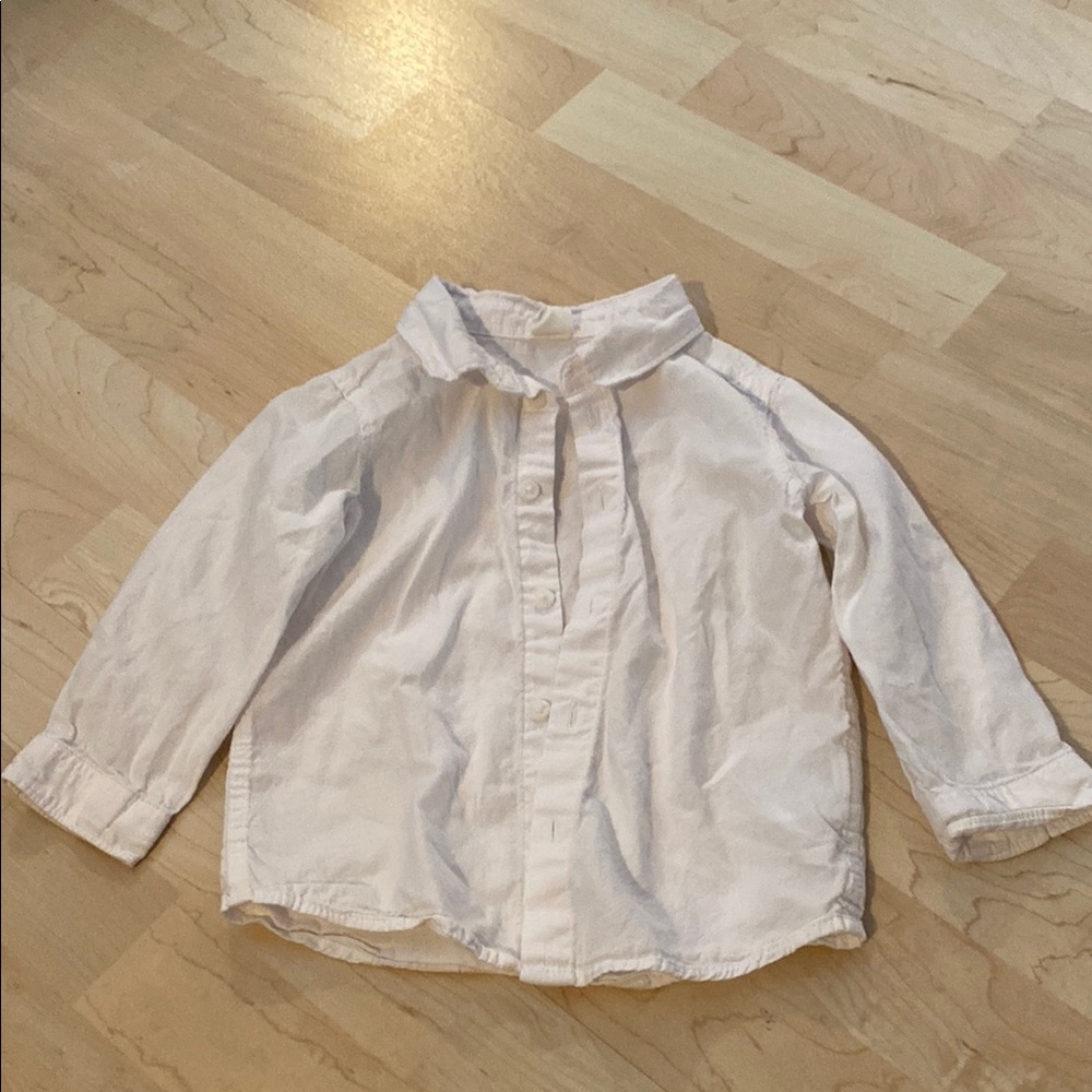 H&M white baby button down long sleeve shirt